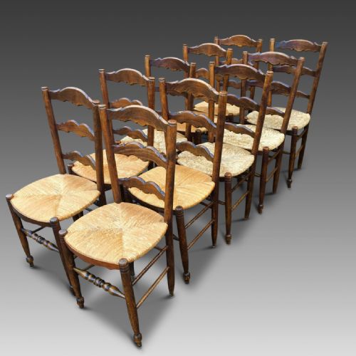 Set of 10 French Kitchen Chairs C 1930