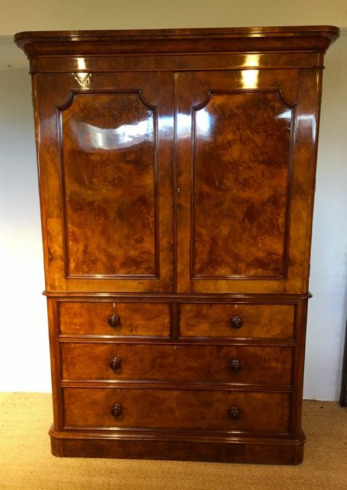 Victorian Walnut Linen Press