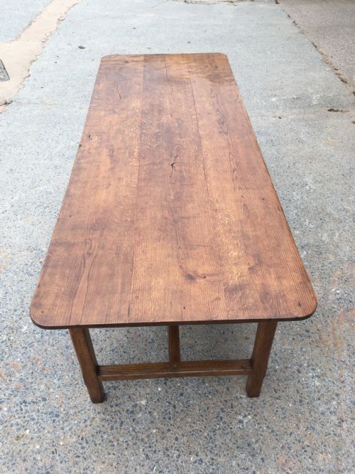 fig 1. Oak farmhouse table with H stretcher