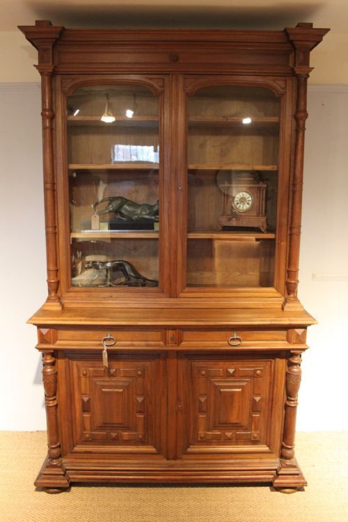Large 2 Part Walnut  Bookcase
