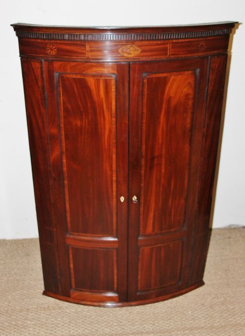 Georgian Mahogany Bow Fronted Corner Cupboard
