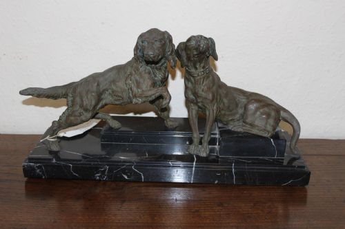 Art Deco Spelter Group of Retrievers