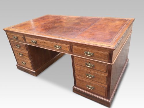fig 2. 18 DRAWER MAHOGANY PARTNERS DESK. ENGLISH C 1880