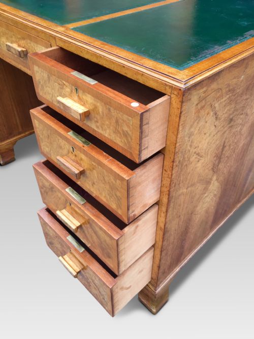 fig 1. HEAL'S WALNUT PEDESTAL DESK. C1930,s