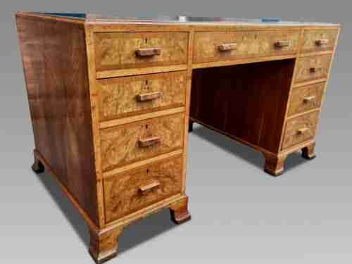 Heal's Walnut Pedestal Desk. C1930,s