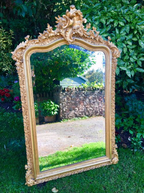 Gilt Mirror / Overmantle. French C 1900