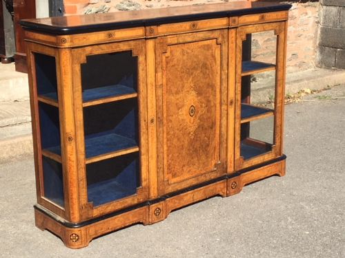 Walnut Side Cabinet / Display Cabinet.  English C 1880