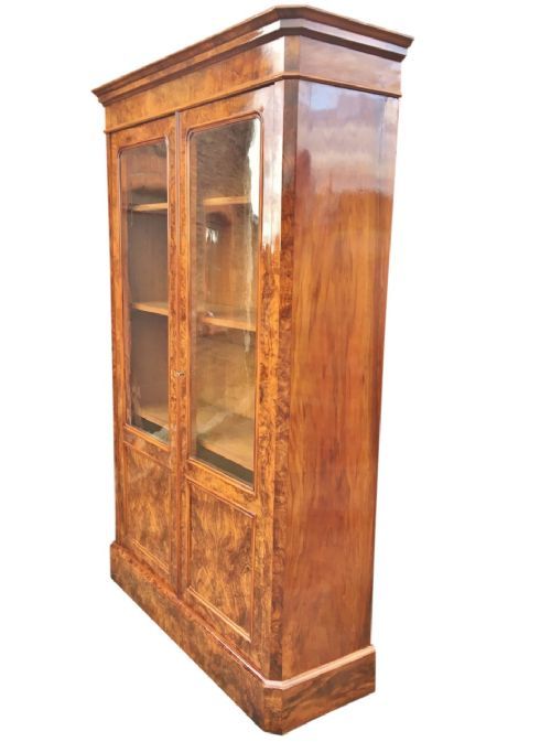 fig 1.  Bookcase, figured Walnut. C 1870