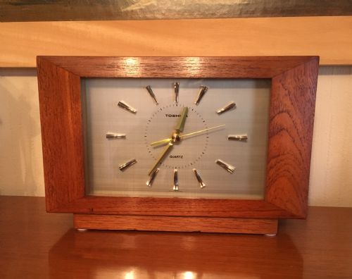 Teak “Modernist” Mantel Clock