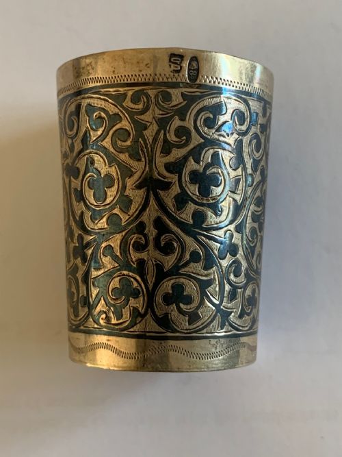 Russian Silver and Niello Vodka Cup