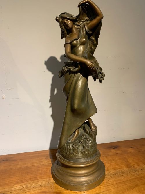 Large Art Nouveau Spelter Figure by August Moreau