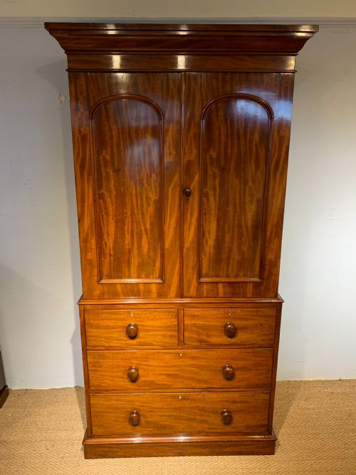 Small Victorian Mahogany Linen Press