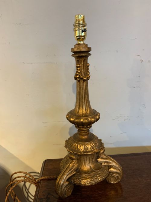 Carved Gilt Wood Table Lamp