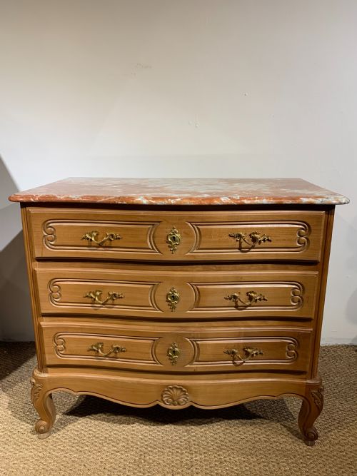 Small Marble Topped Cherry Wood Commode