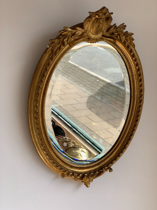 Napoleon III Small Oval Gilt Mirror