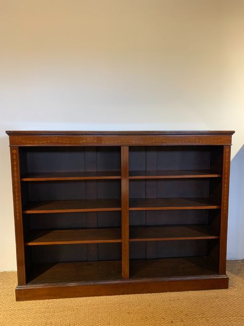 Edwardian Inlaid Open Bookcase