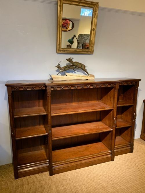 Victorian Gothic Style Breakfront Bookcase