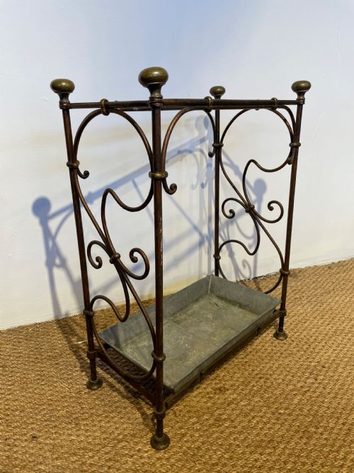 Wrought Iron and Brass Umbrella  / Stick Stand