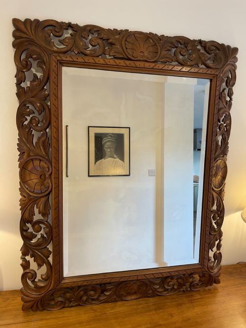 Carved Walnut Mirror