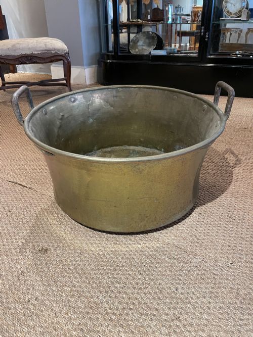 Large Antique Brass Pot / Log Bin