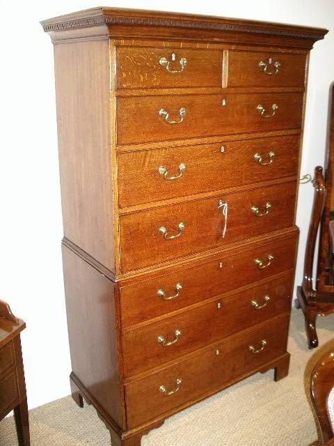Georgian Oak Chest on Chest