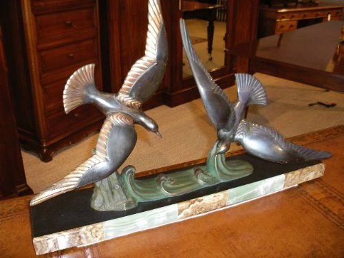 Pair of 1930'S Spelter Seabirds