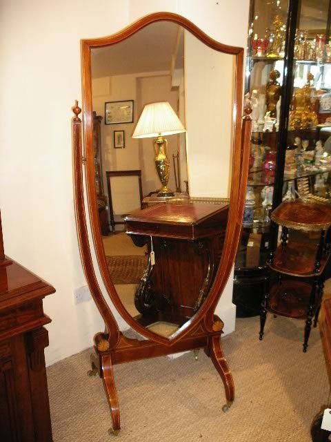 Edwardian Sheild Shaped Cheval Mirror