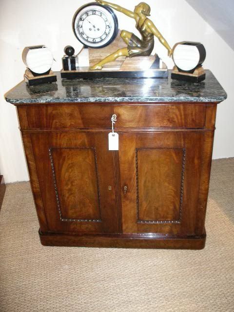 19th Century Mahognay and Marble Topped Side Cabinet