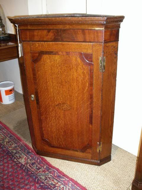 19th Century Oak and Mahogany Corner Cupboard