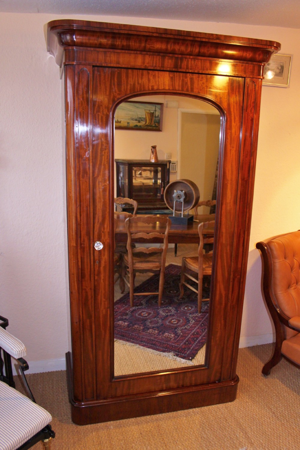 VICTORIAN MAHOGANY SINGLE DOOR WARDROBE 