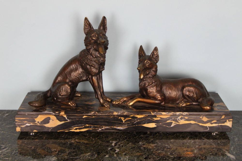 PAIR OF BRONZE DOGS 