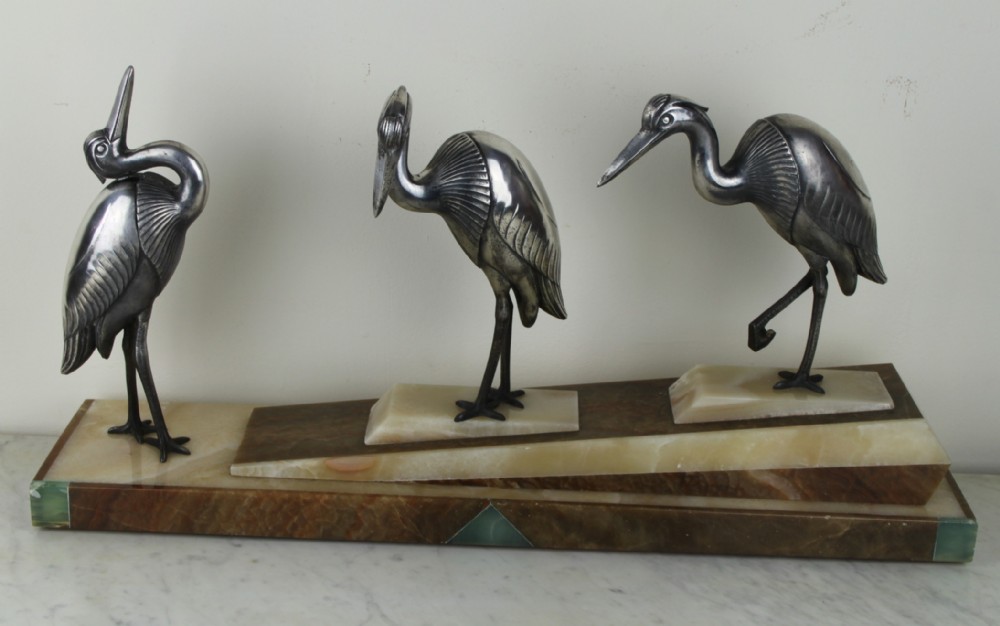 ART DECO SPLETER GROUP OF STORKS 