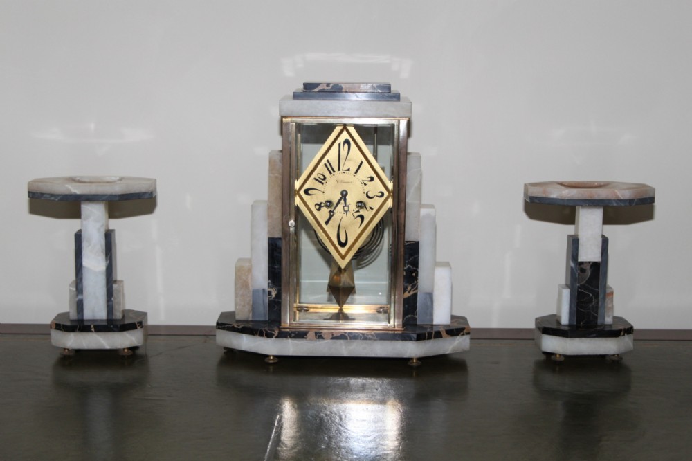 ART DECO CLOCK GARNITURE 