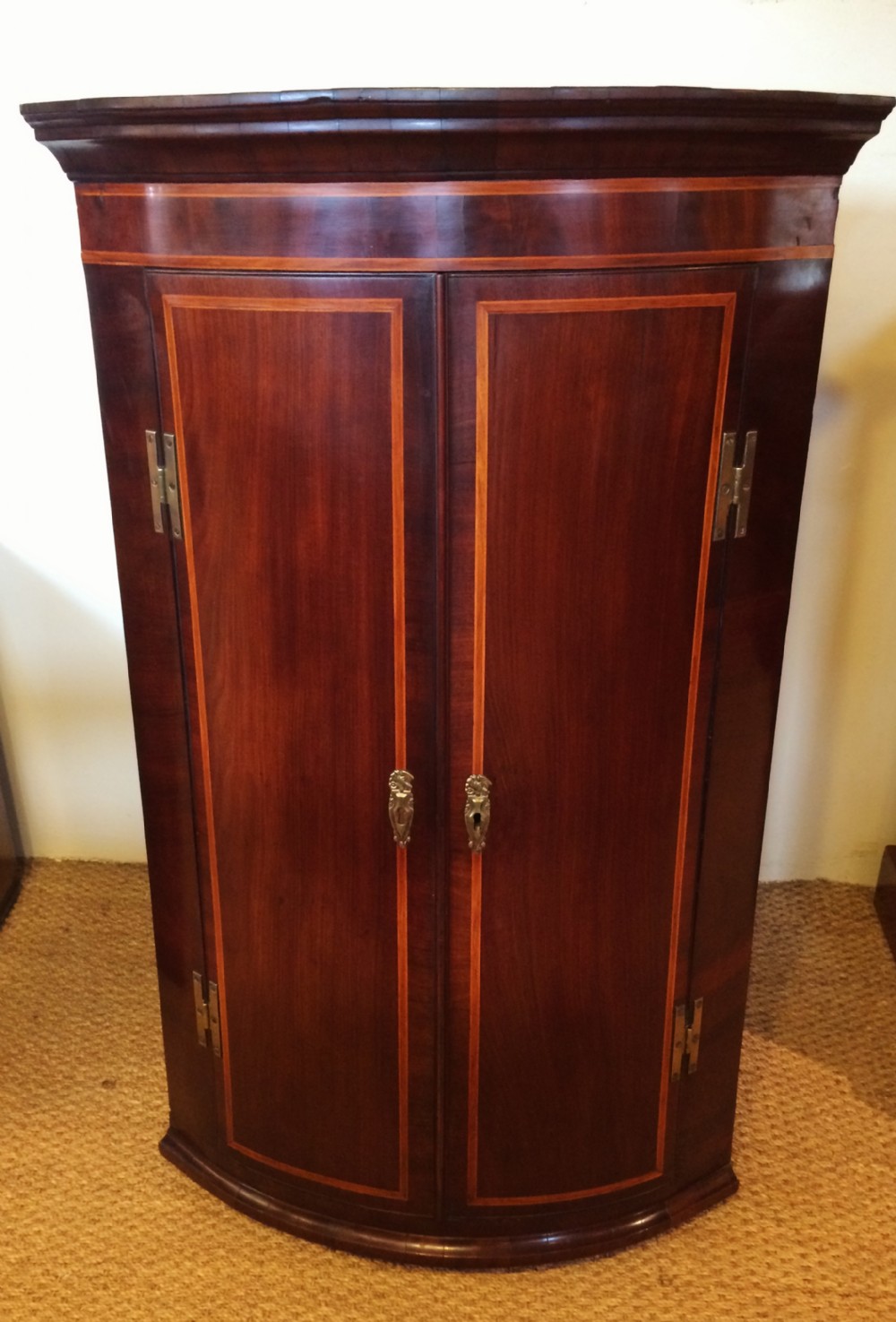 Georgian mahogany bow fronted corner cupboard   