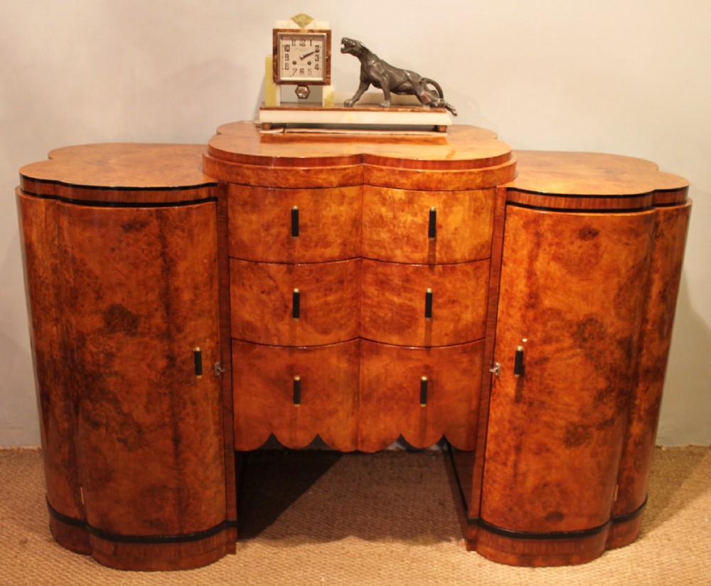 Art Deco burr walnut cloud sideboard 