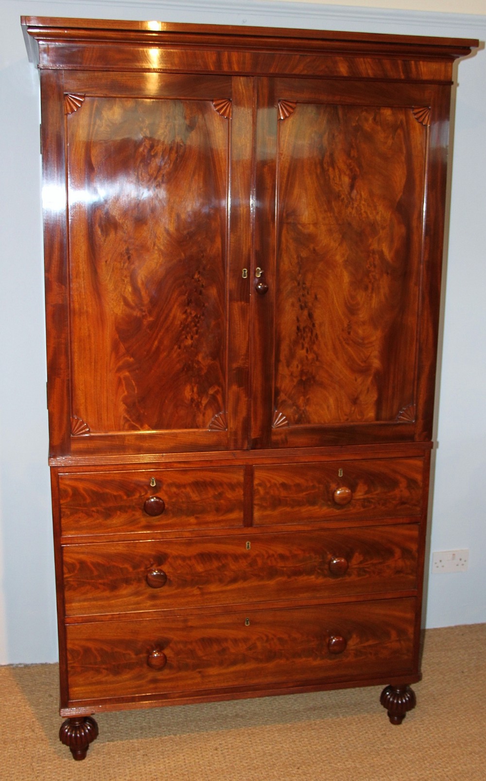 George IV mahogany linen press  