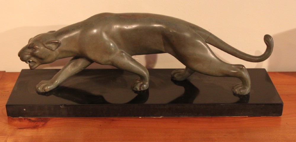 Art Deco bronze panther by S Melani 