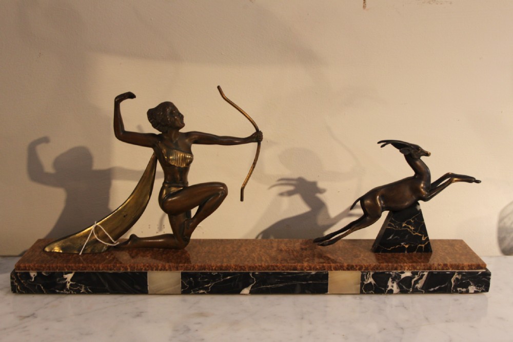 Art deco spelter figure Diana the huntress  