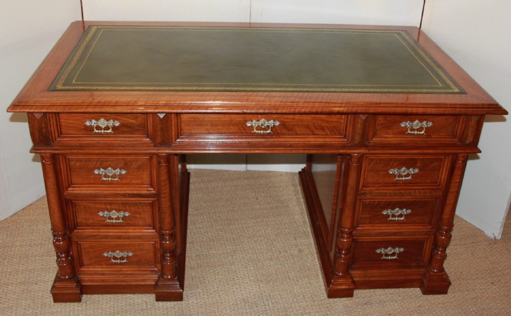 Large walnut pedestal desk 