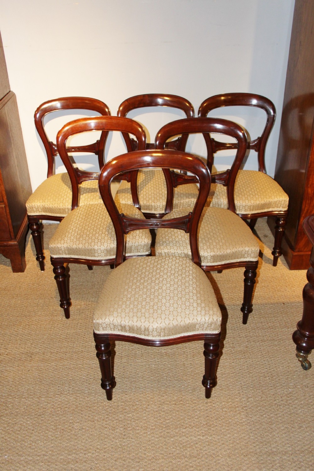Set of six mahogany dining chairs 
