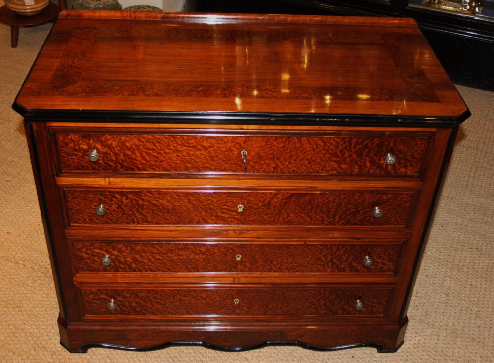 Amboyna and rosewood chest of drawers