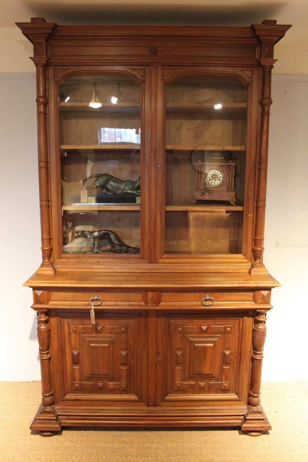 Large walnut bookcase 
