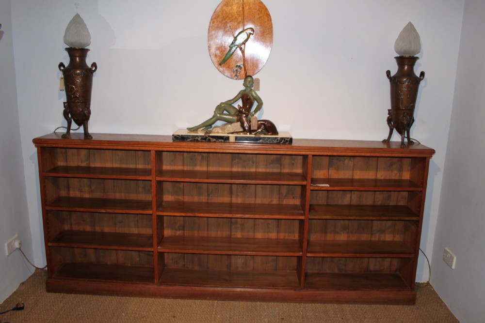 Long oak bookcase 