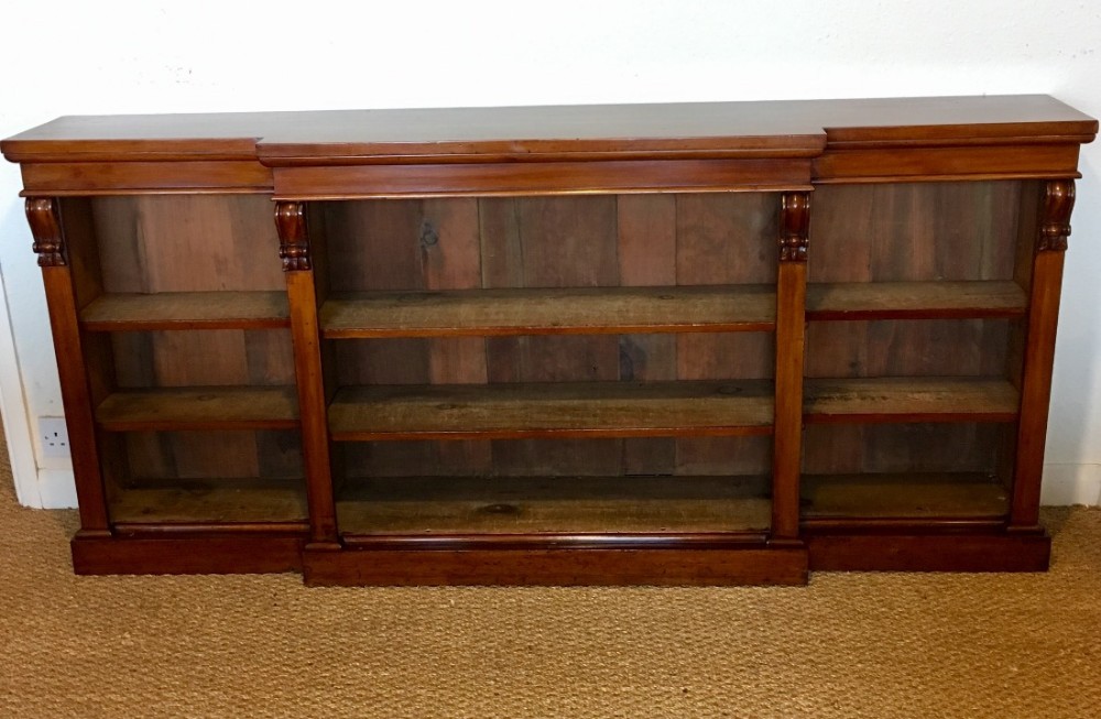 Dwarf mahogany breakfront bookcase 