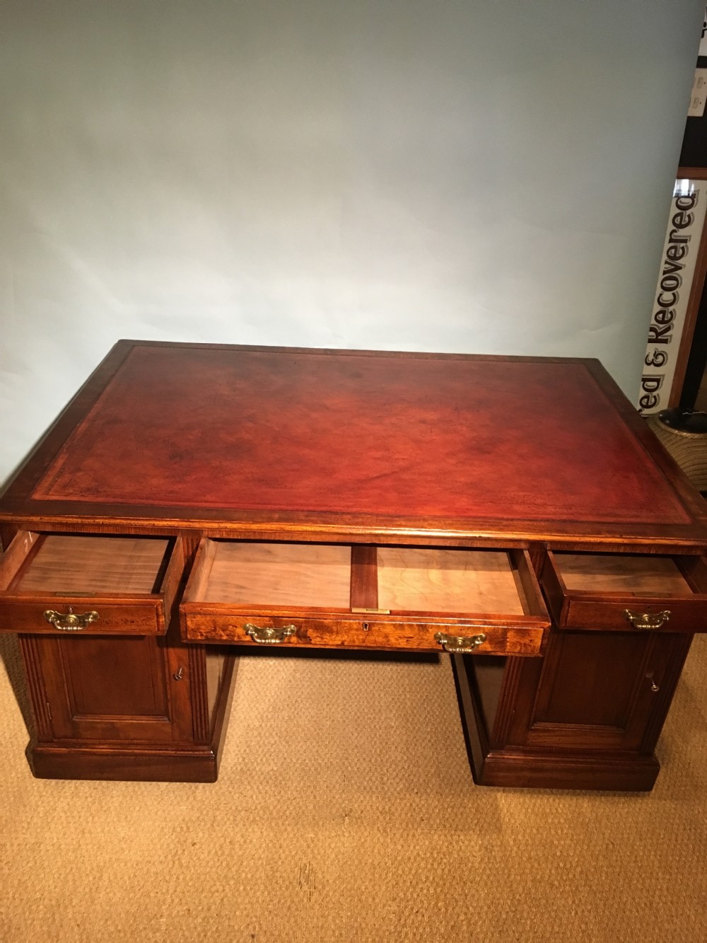 Antique mahogany partners desk  View XIV