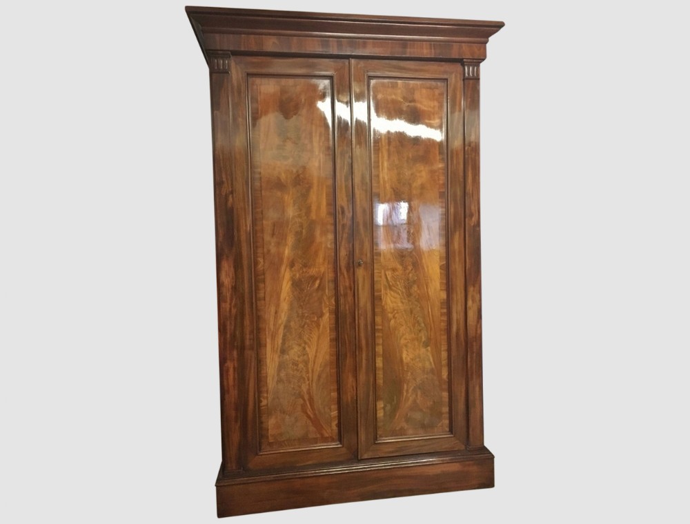 MAHOGANY 2 DOOR WARDROBE ENGLISH C 1830