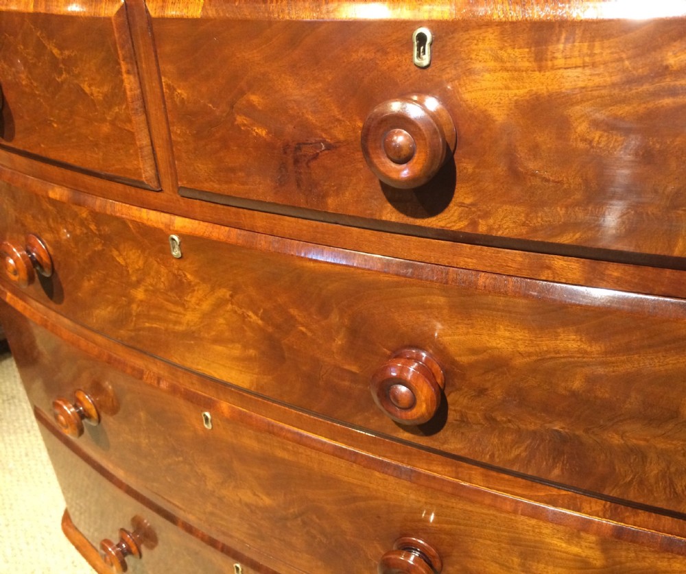 MAHOGANY BOW FRONT CHEST OF DRAWERS  View III