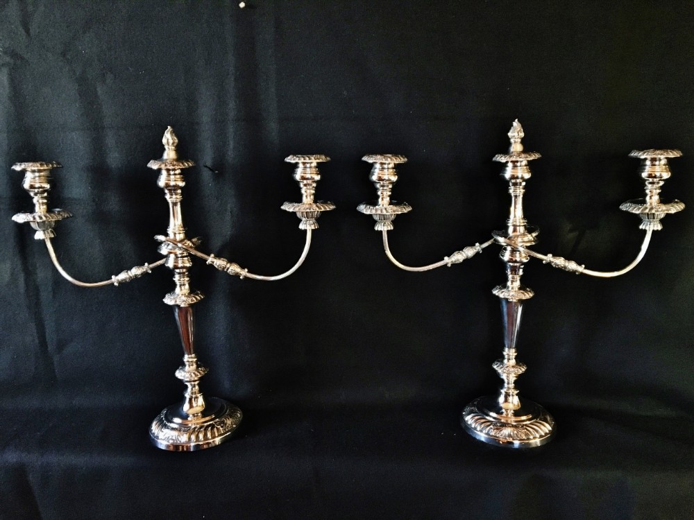 SILVER PLATED CANDELABRA. SHEFFIELD. C 1850