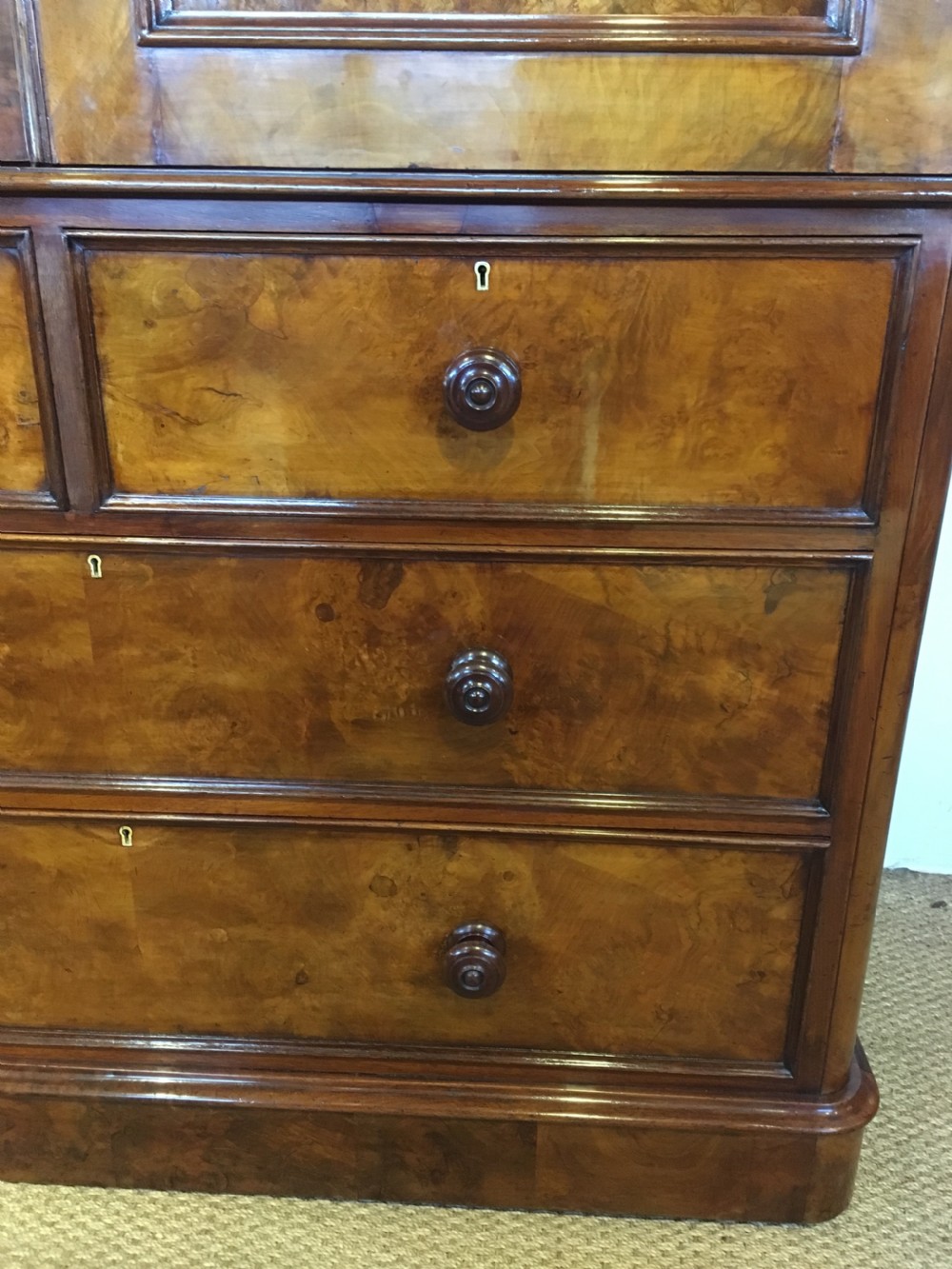 Victorian walnut linen press  View II