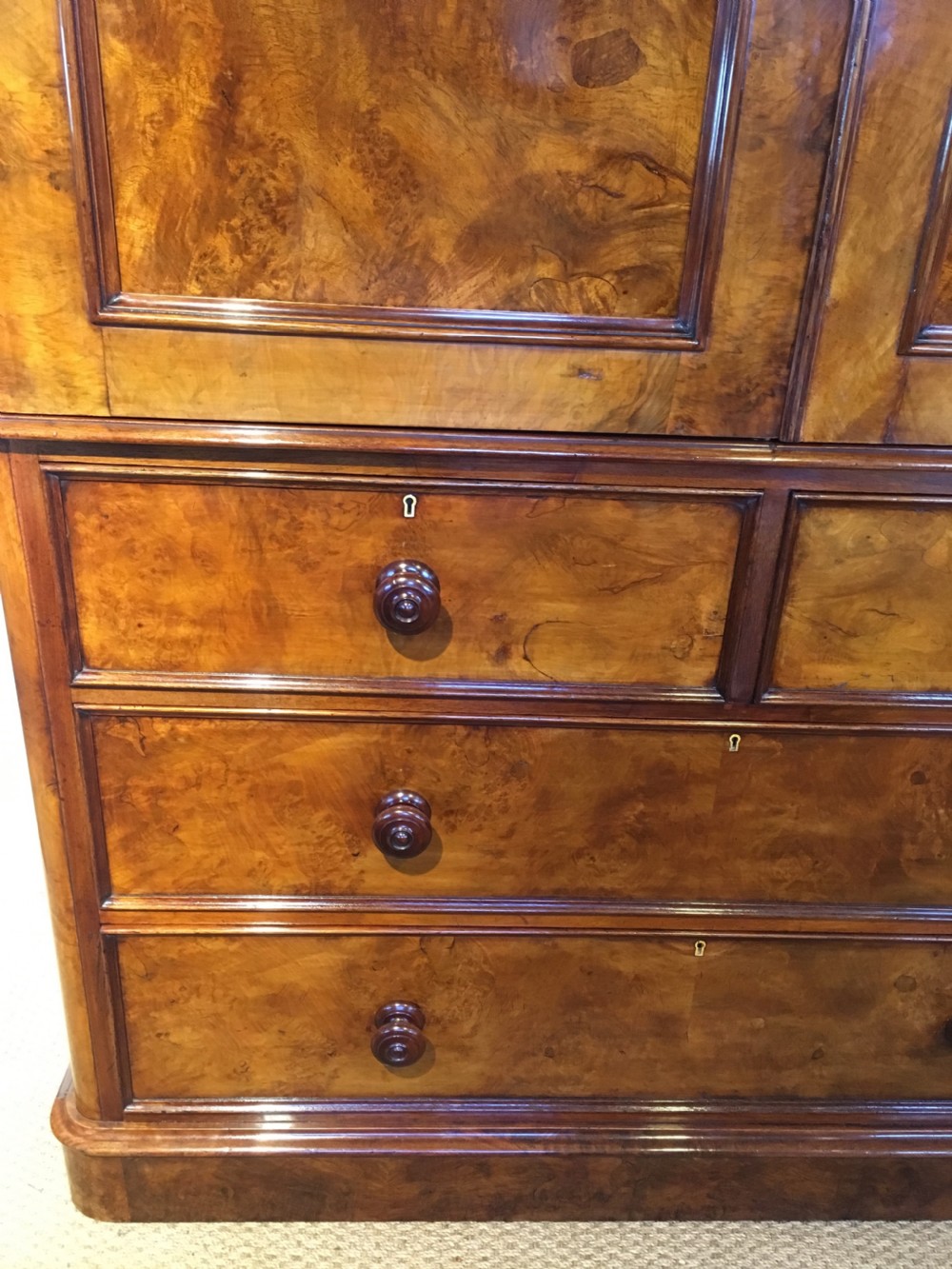 Victorian walnut linen press  View III